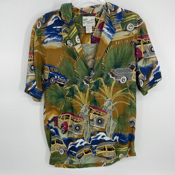Vintage DIAMOND HEAD Shirt Aloha Hawaiian Woody Classic Car Men's Small - Picture 1 of 5